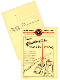 Tacho-Mewes, Kilometerzähler Reparatur - Werbung in den 50er Jahren